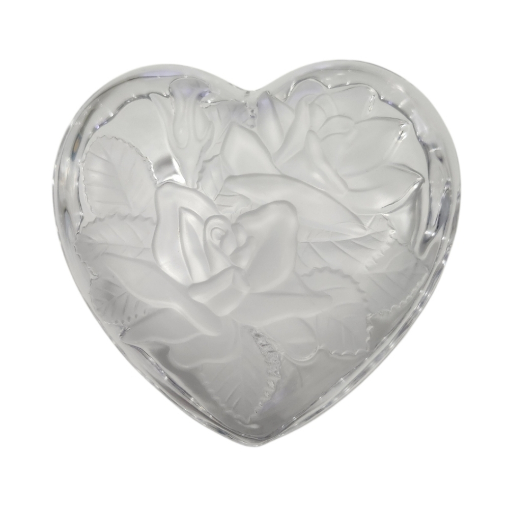 Studio Nova Winter Rose Etched Frosted Crystal Heart Trinket/Jewelry/ Candy Box